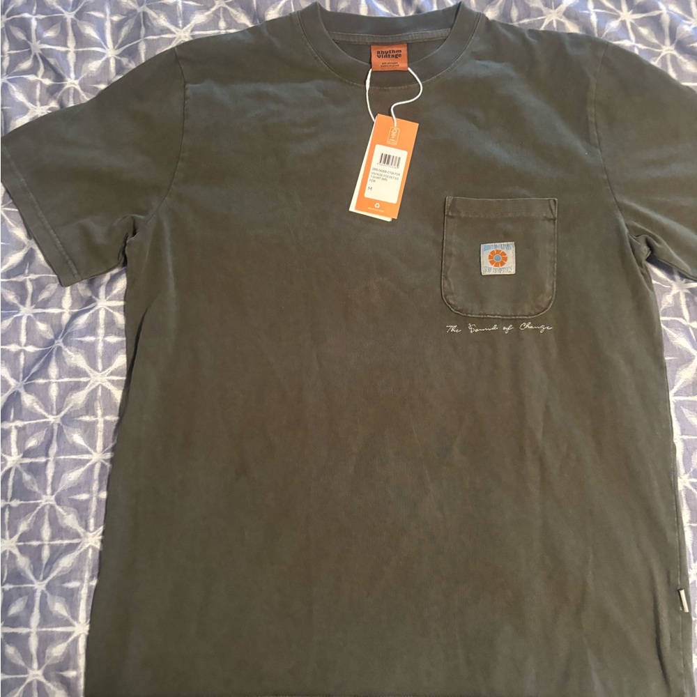 Men’s Rhythm Vintage Short Sleeve Tee, color FOREST, size Medium,NWT